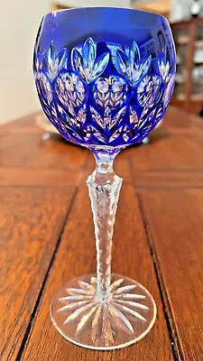 Buy Godinger Dynasty Cut To Clear 7.75  Leaded Wine Hock Glass COBALT BLUE - MINT!! • 60.58£