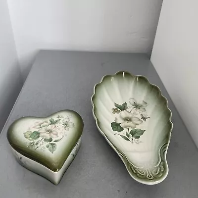 Buy Vintage Blakeney Pottery Decorative Dish & Heart Shaped Lidded Pot • 8£