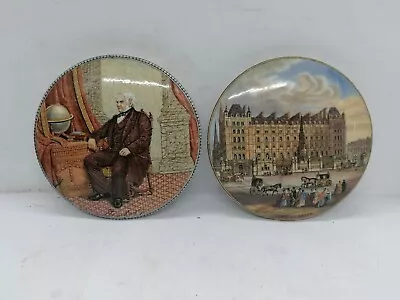 Buy 2 Old Prattware Pot Lids  (both Re-glued ) • 12.99£