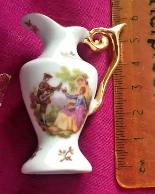 Buy Limoges France, Vintage Decorative Ornamental Jug Height 5.5cm Gold Colour Edge • 4.50£