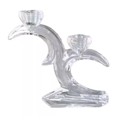 Buy Lead Crystal Art Deco Double Arm Glass Candle Stick Holder Duiske/ Germany MCM  • 9.99£