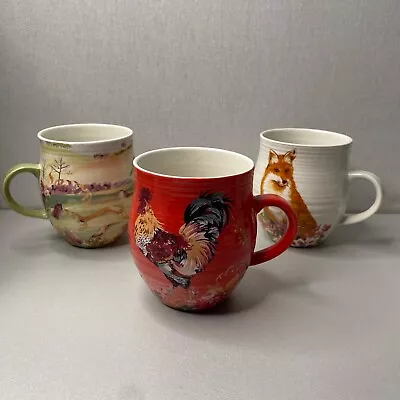 Buy Laura Ashley Stoneware Mugs X 3 Cockerel Hare & Fox Rare Trio ~ See Listing • 18.95£