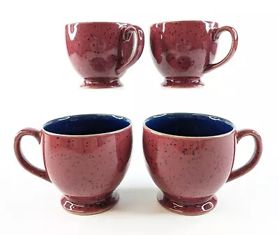 Buy (4) Vtg DENBY Harlequin Breakfast Tea Cup Cups - Red & Blue - EUC • 37.25£
