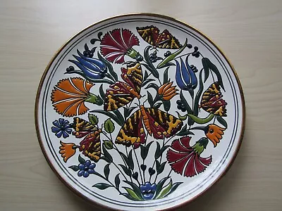 Buy Manousakis Keramik Rodos Greece Hand Made Gold Trimmed Butterfly Flowers Plate • 12.95£
