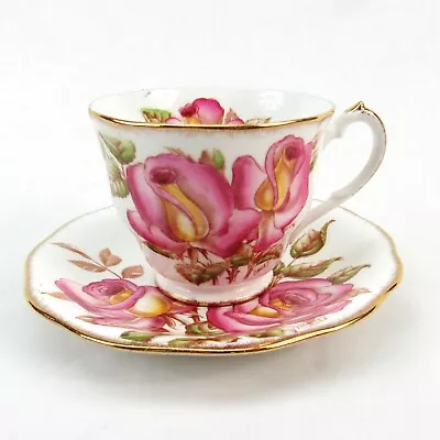 Buy Queen Anne Fine Bone China Teacup And Saucer Windsor Rose Pink Signed • 13.07£