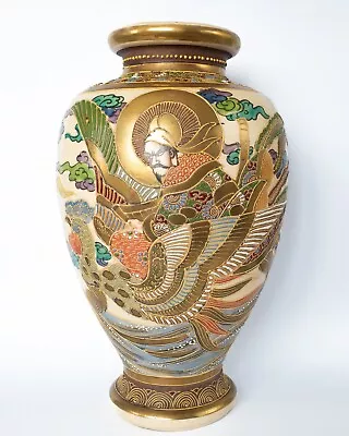 Buy Large Antique Japanese Moriage Satsuma Pottery Vase By Senzan 12  Early 20th C • 75£