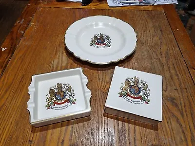 Buy Vintage Carlton Ware Queen Elizabeth II Silver Jubilee Box Plate & Ashtray 1977 • 15.99£
