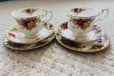 Buy Royal Albert Country Roses Trio Set X2 Tea Cups, Saucers, Side Plates • 19.99£