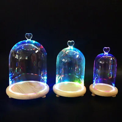 Buy Glass Dome Display Bell Jar Cloche W/ Wood Base Figure Action Doll Storage Decor • 6.95£