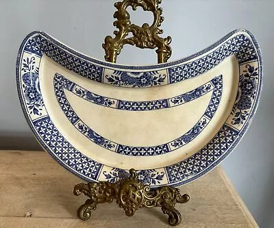 Buy Booths Nankin A1452 Crescent Salad Plate. Blue And White China Made In UK • 8£