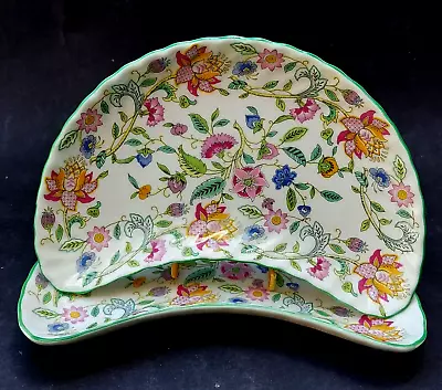 Buy Two Bone China Minton Haddon Hall Crescent Shaped Salad Plates • 26£