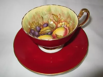 Buy Aynsley  Orchard Fruit  Tea Cup And Saucer-signed  D Jones-red - • 30£