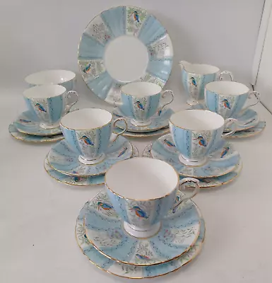 Buy Vintage Royal Grafton Bone China 'kingfisher' 21 Piece Tea Set • 149£