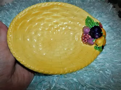 Buy Vintage Carlton Ware Small Oval Basket Weave Yellow Dish With Bold Colour Fruit • 8£