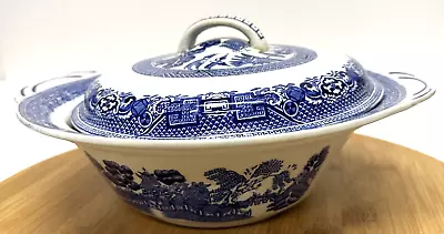 Buy Vintage Willow Woods Ware Wood & Sons Blue White Pattern Tureen With Lid 1950's • 11.99£