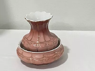 Buy Antique John Maddock & Sons Royal Vitreous Pink And Gold Vase And Bowl • 27.96£