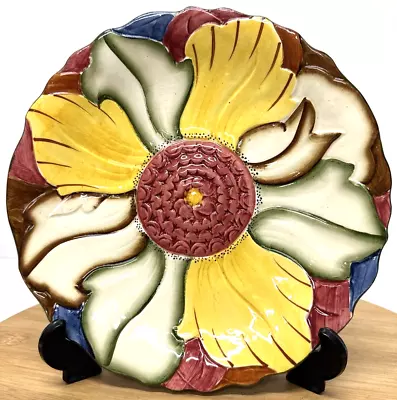 Buy H J WOOD Burslem-Vintage Hand Painted Flower Plate 1750 -Majolica Style/Textured • 12.99£