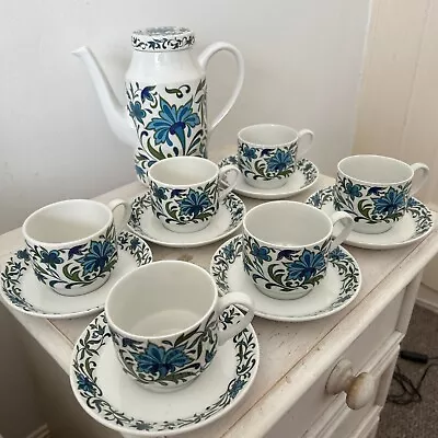 Buy Vintage Midwinter Spanish Garden By Jessie Tait Coffee Pot & 6 Cups And Saucers • 28£
