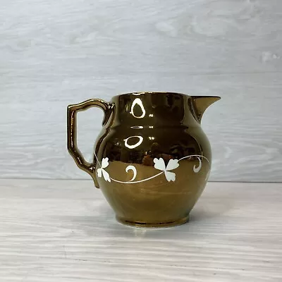 Buy Gold Lusterware Creamer Pitcher Gray's Pottery England, Hand Painted Vines 5  • 11.18£