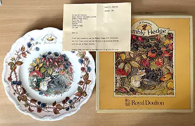 Buy Royal Doulton Brambly Hedge Autumn Plate 8   Inc Box And Letter From Artist • 9.99£