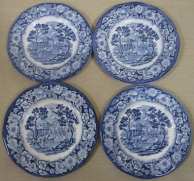 Buy (4) Wedgwood Liberty Blue Dinnerware Set 4 Bread/Butter Plate England CRAZING P3 • 19.56£