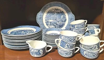 Buy 42 Piece Set Currier And Ives Vintage Dinnerware Collection - Service For 10 • 138.86£