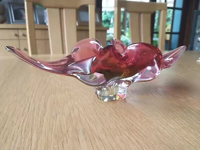Buy Cranberry Amber Glass Freeform LIPS Bowl • 7£