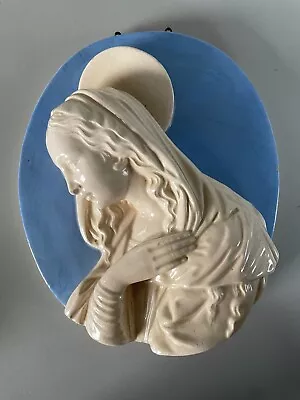 Buy Maria Virgin Dela Robbia Style Ceramic Plate Celestial White Religious • 106.22£