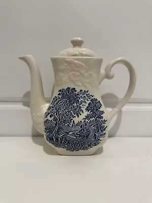 Buy Blue & White Transferware English Ironstone Tea Pot Coffee Pot • 24.99£