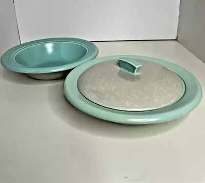 Buy Vintage Poole Pottery Twintone Ice Green & Seagull 2 Serving Dishes, 1 With Lid • 18.50£