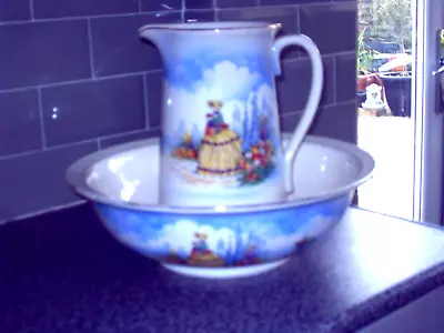 Buy Vintage Falcon Ware  Wash Stand Jug Pitcher  & Basin Bowl Crinoline Lady Design • 25£