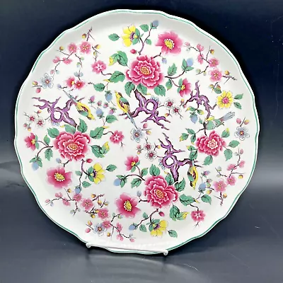 Buy Old Foley James Kent Pink CHINESE ROSE 10 3/4” Round Cake Plate Yellow Birds Vtg • 22.41£