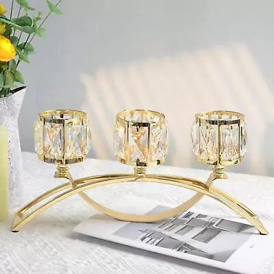 Buy 3 Arms Glass Bowl Tealight Candelabra Tea Light Candle Holder For Hotel Gift • 30.30£