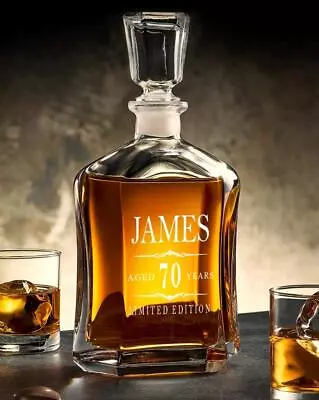 Buy Personalised Glass Whiskey Decanter With Airtight Stopper Birthday Gift DEC-1 • 30.99£