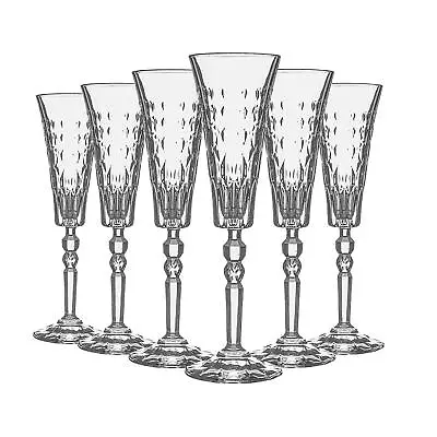 Buy RCR Crystal 6x Marilyn Champagne Flutes Set Cut Glass Stemware Goblets 169ml • 24£