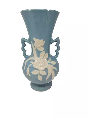 Buy Vintage 1940s Weller Art Pottery Blue White Cameo Flower Vase Large 13  Tall • 41.94£