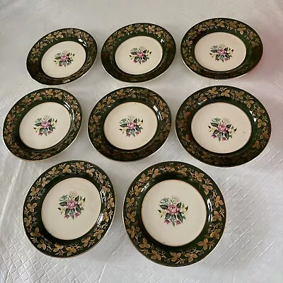 Buy Homer Laughlin VTG Nautilus Pink Rose Green Trim 6.5  Dessert Plates - Set 8 • 29.82£