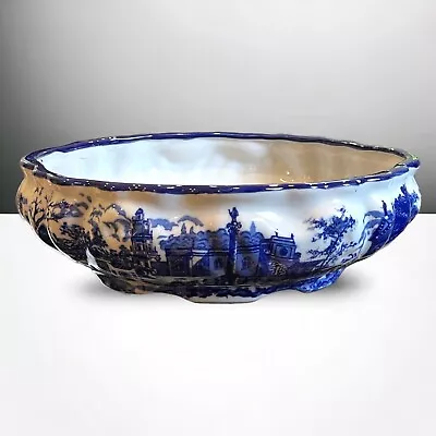 Buy Antique Victoria Ware Ironstone Flow Blue Basin Bowl/Planter • 139.74£