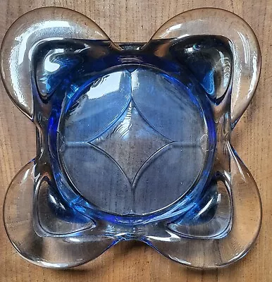 Buy Finnish 1970's Blue/clear Glass Dish For Humppila By Matti Halme • 85£