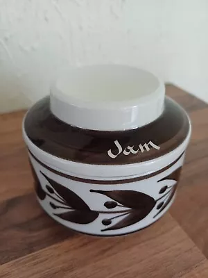 Buy Jersey Pottery Jam Preserve Pot White Brown • 2.99£