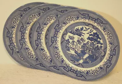 Buy Royal Stafford Willow 11  Dinner Plates Dark Blue And White Set Of 4 New • 55.82£