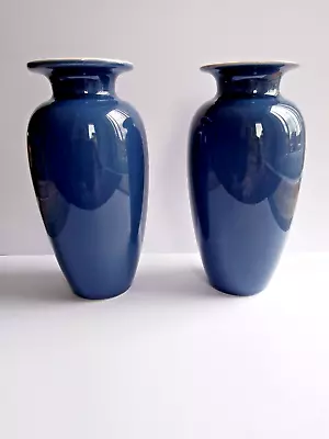 Buy 2 Hornsea Pottery Paysanne Design Blue Vases From 1989 15cm High • 15£
