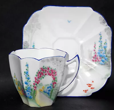 Buy Shelley Queen Anne 'archway Of Roses'  Pattern Coffee C & S / Demitasse Duo • 24.95£