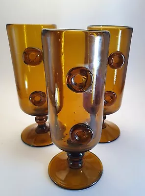 Buy 4 X Vintage Hoglund Scandinavian Swedish Style Amber Bubble Glasses  • 22£