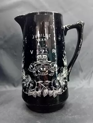 Buy Antique Jackfield Ware Jug To Commemorate Queen Victoria's Golden Jubilee 1887 • 19.99£