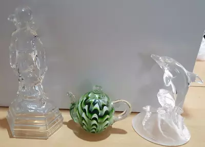 Buy Bundle Of Glass And Crystal Ornaments Girl With Bear Dolphin Teapot Paperweight • 15.99£