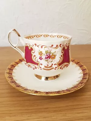 Buy Vintage Elizabethan Fine Bone China Tea Cup & Saucer White Cerise Floral  • 8.95£