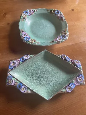 Buy Antique Plant Tuscan China - Relief Moulded Flower & Gilt Dishes- Art Deco! • 9.50£