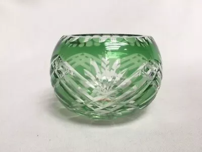 Buy Fifth Avenue Crystal Green Cut To Clear Glass Tealite Votive Candle Vase Mint • 13.98£