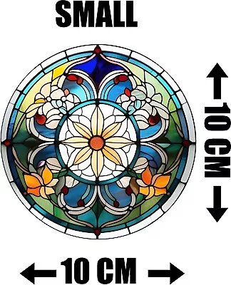 Buy Flower Stained Decorative Glass Effect Static Cling Window Sticker Colourful • 3.49£